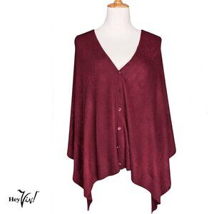 Burgundy Scarf, Shawl, Shrug - 22" x 60" - Creative Button Up Style from Hey Viv